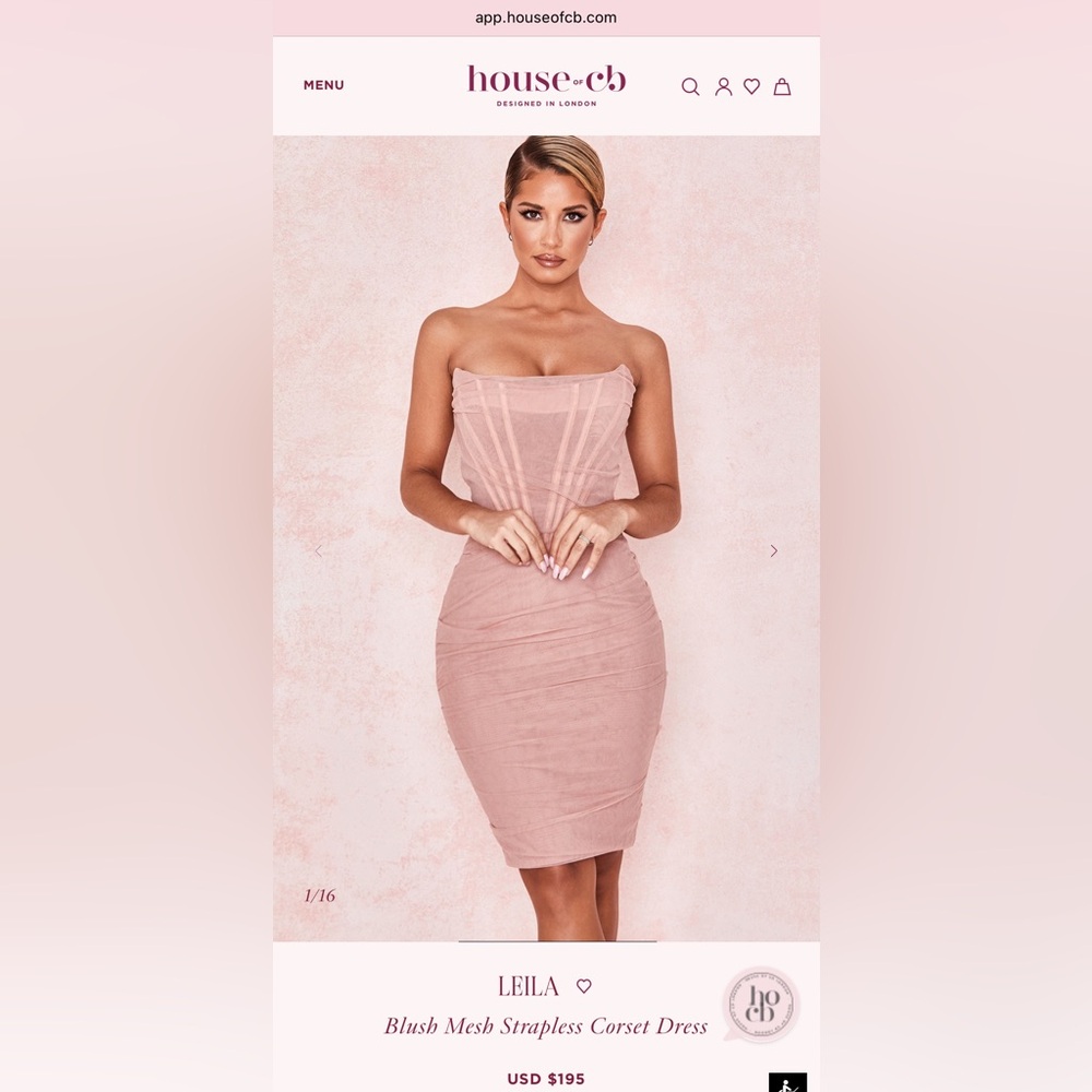 New with tag House of CB Leila Elegant Pink Strapless Dress - Picture 2 of 14